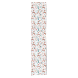 Niedliches Hirsch in Whimsical Forest Pattern Weih Kurzer Tischläufer