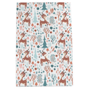 Niedliches Hirsch in Whimsical Forest Pattern Weih Mittlere Geschenktüte