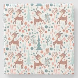 Niedliches Hirsch in Whimsical Forest Pattern Weih Steinuntersetzer