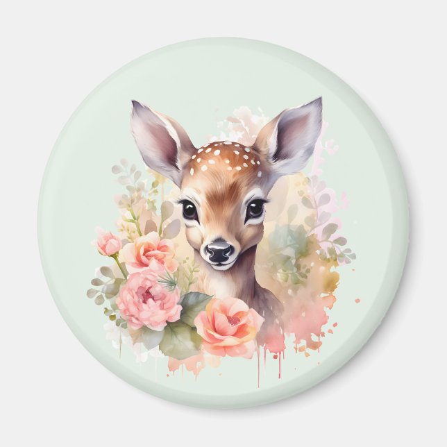 Niedliches Hirsch, umgeben von Rose Magnet (Vorne)
