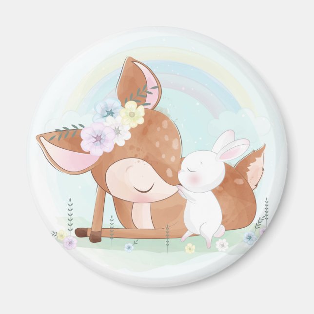 Niedliches Hirsch und Bunny Magnet (Vorne)