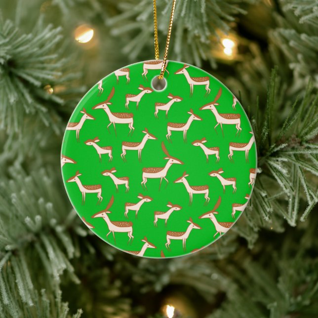 Niedliches Hirsch und Familie Keramik Ornament (Baum)