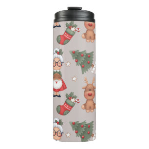 Niedliches Hirsch und Weihnachtsmänner mit Schneem Thermosbecher
