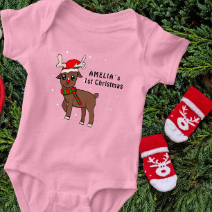 Niedliches Hirsch Zeichnend Baby 1. Weihnachtsfest Baby Strampler
