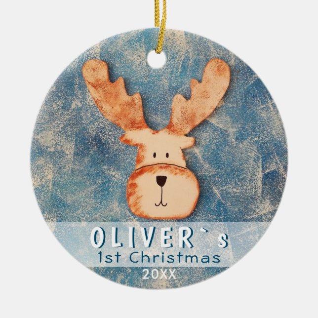 Niedliches Hirschbaby Keramik Ornament (Vorne)