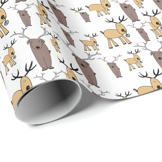 Niedliches Hirschbuck Bull Elk Handgezogenes Baby- Geschenkpapier (Rolleneckpunkt)