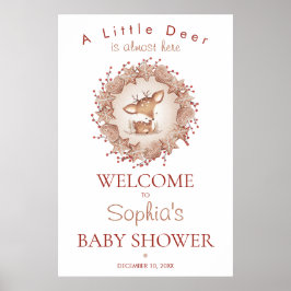 Niedliches Hirschjungshower Begrüßungszeichen Poster