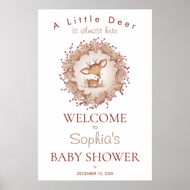 Niedliches Hirschjungshower Begrüßungszeichen Poster (Vorne)