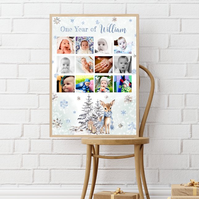 Niedliches Hirschwinters Erstes Jahr Foto Meilenst Poster (Von Creator hochgeladen)