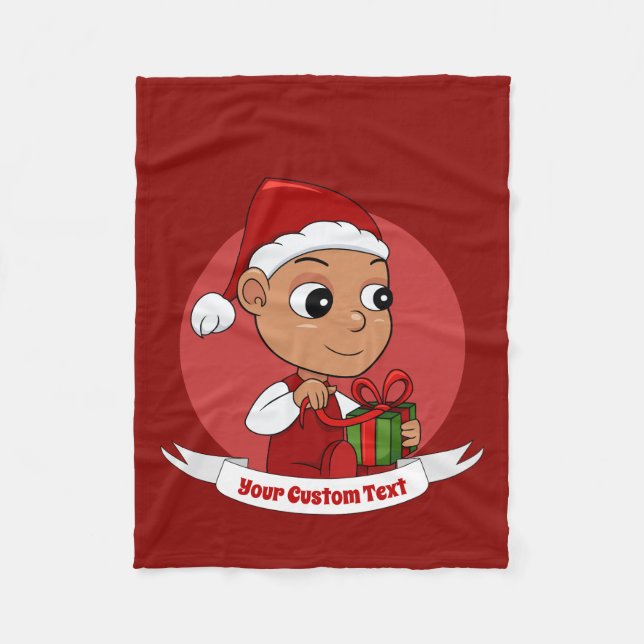 Niedliches Hispanic-Baby mit Weihnachtshut-Cartoon Fleecedecke (Vorderseite)