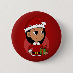Niedliches Hispanic-Mädchen mit langen schwarzen H Button