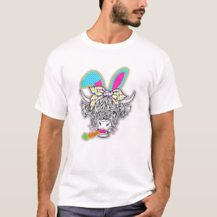 Niedliches Hochland Kuh Ostern Bunny Cow Girls Ost T-Shirt