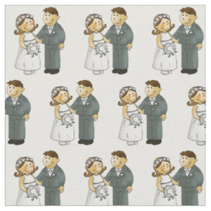 niedliches Hochzeitspaar Braut & Bräutigam Stoff