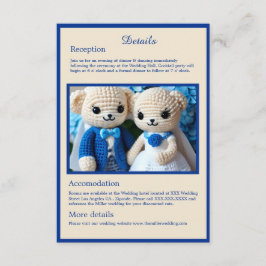 niedliches Hochzeitspaar in Blau und Weiß Begleitkarte