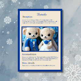 niedliches Hochzeitspaar in Blau und Weiß Begleitkarte