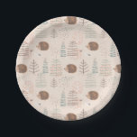 Niedliches Holz Igel Muster Pappteller<br><div class="desc">Karo aus diesem niedlichen trendigen Design mit einem niedlichen Igel.</div>