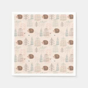 Niedliches Holz Igel Muster Serviette