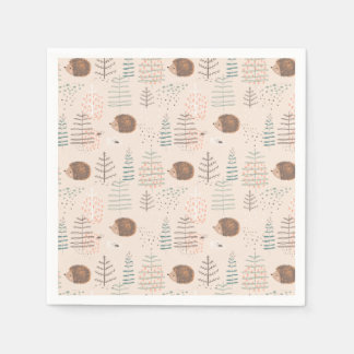 Niedliches Holz Igel Muster Serviette