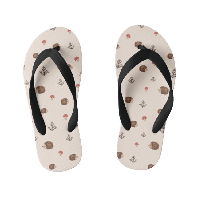 Niedliches Holz Igel- und Pilzmuster Kinderbadesandalen (Fußbett)