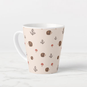 Niedliches Holz Igel- und Pilzmuster Milchtasse