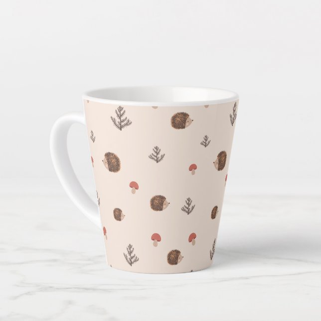 Niedliches Holz Igel- und Pilzmuster Milchtasse (Linke Ecke)