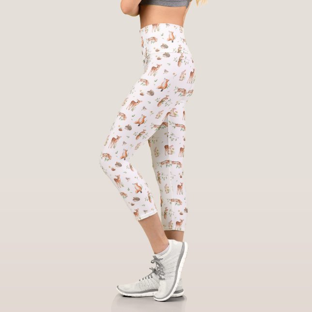 Niedliches Holzlandtier-Muster Capri Leggings (Links)