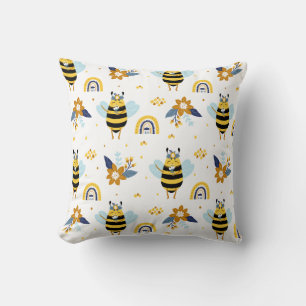 Niedliches Honey Bee Floral Rainbow Muster Kissen
