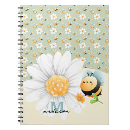 Niedliches Honey Bee Muster Notebook mit Namen Notizblock