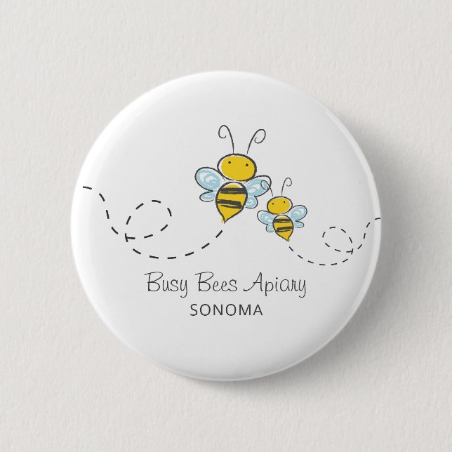 Niedliches Honigbienen-Logo Button (Vorderseite)