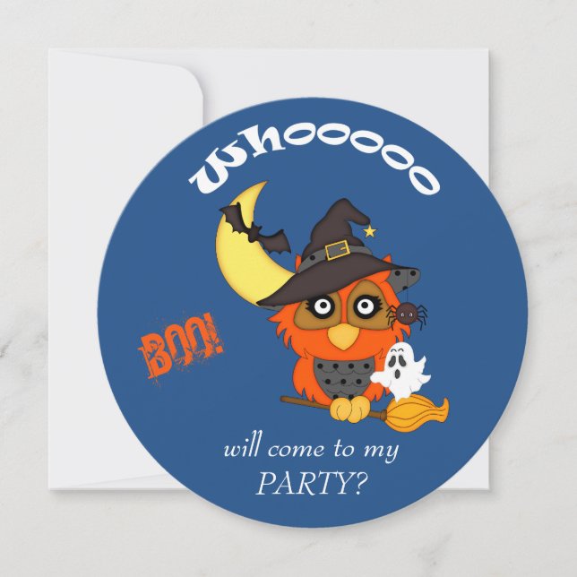 Niedliches Hoot Owl Halloween-Party Einladung (Vorderseite)