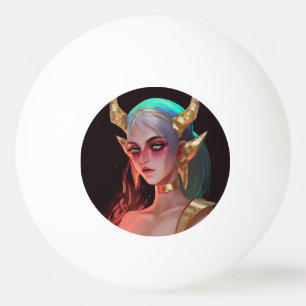 Niedliches Horned Cyber-Dämonenmädchen Tischtennisball