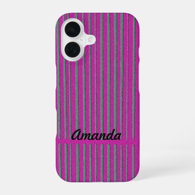 Niedliches Hot Pink Einzigartiges modernes Strickm iPhone 16 Hülle (Rückseite)