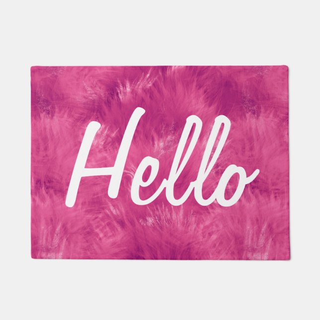 Niedliches Hot Pink | Hallo Doormat Fußmatte (Vorderseite)