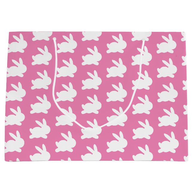Niedliches Hot-Pink-Kaninchenmuster Große Geschenktüte (Vorderseite)