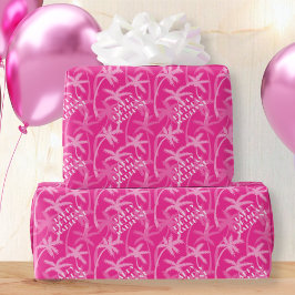 Niedliches Hot Pink Magenta Tropical Palm Personal Geschenkpapier