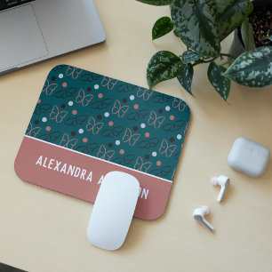 Niedliches Hübsches Blau und Rosa Schmetterlingsmu Mousepad