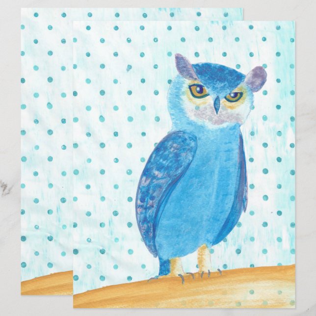 Niedliches Hübsches blaues Lila Owl Scrapbook (Vorne/Hinten)