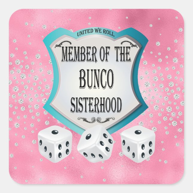 Niedliches Hübsches Bunco Player Dice Bunco Party Quadratischer Aufkleber (Vorderseite)
