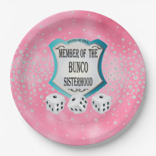 Niedliches Hübsches Girl Pink Bunco Dice Party Pappteller