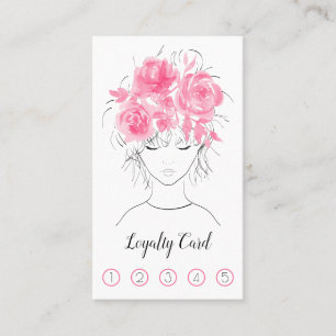 Niedliches hübsches Mädchen mit rosa Aquarellfarbe Treuekarte