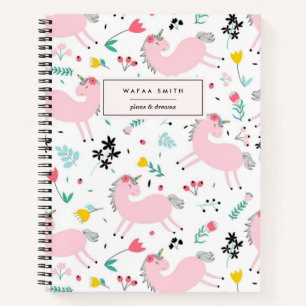 Niedliches Hübsches Rosa Einhorn Girly Watercolor  Notizbuch