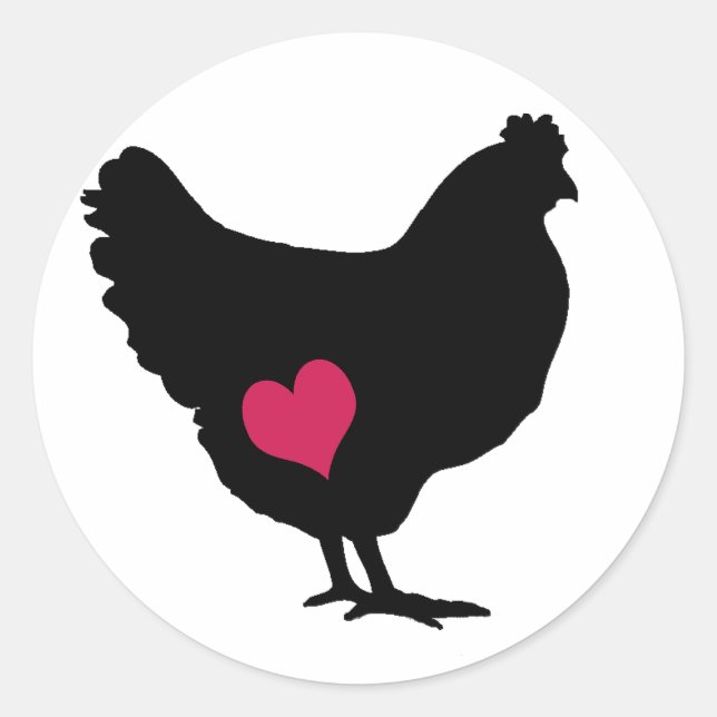 Niedliches Huhn mit rosa Herz Runder Aufkleber (Vorderseite)