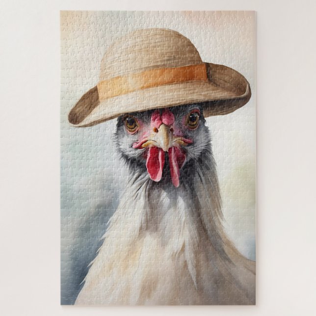 Niedliches Huhn mit Sonnenhut (Vertikal)