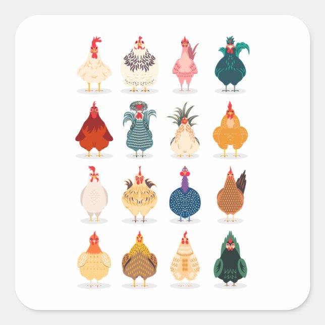 Niedliches Huhn Quadratischer Aufkleber (Vorderseite)