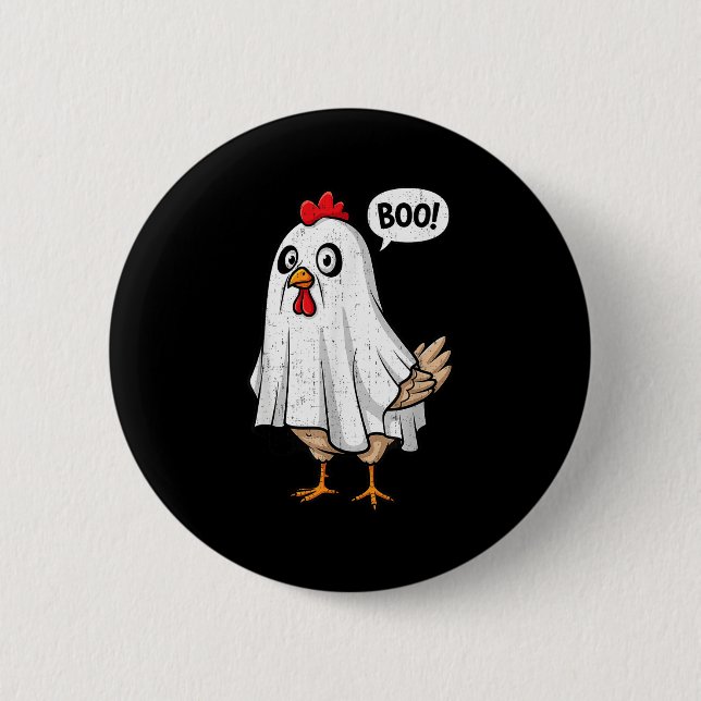 Niedliches Hühnchen Boo Funny Halloween Kostüm Män Button (Vorderseite)