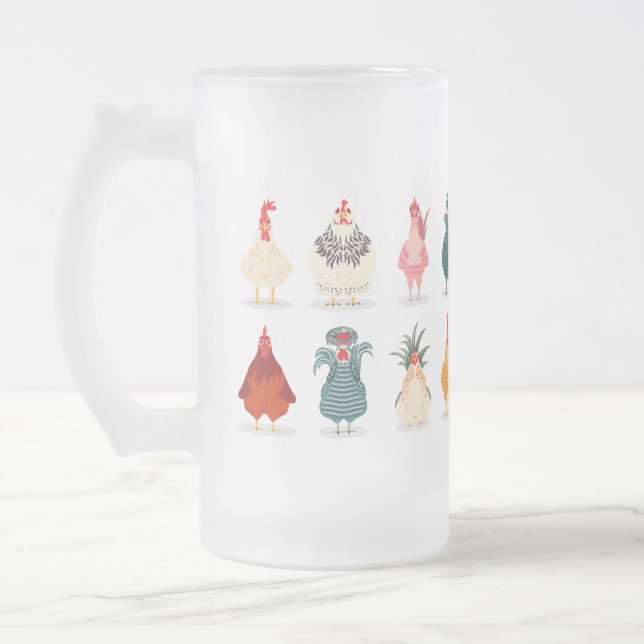  Niedliches Hühnchen Mattglas Bierglas (Links)