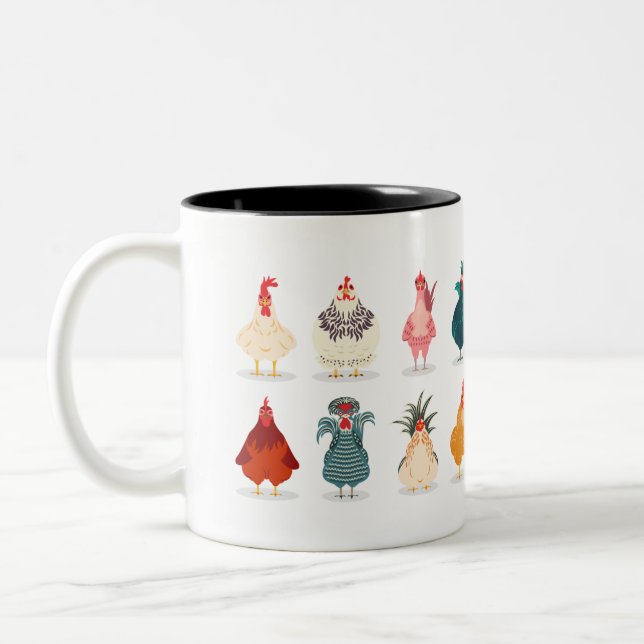  Niedliches Hühnchen Zweifarbige Tasse (Links)