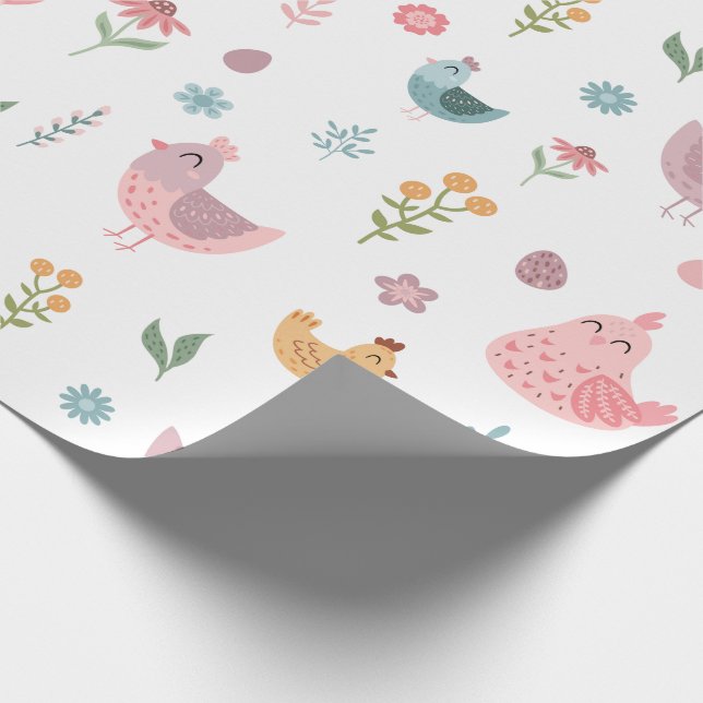 Niedliches Hühnerwackelpapier Geschenkpapier (Ecke)