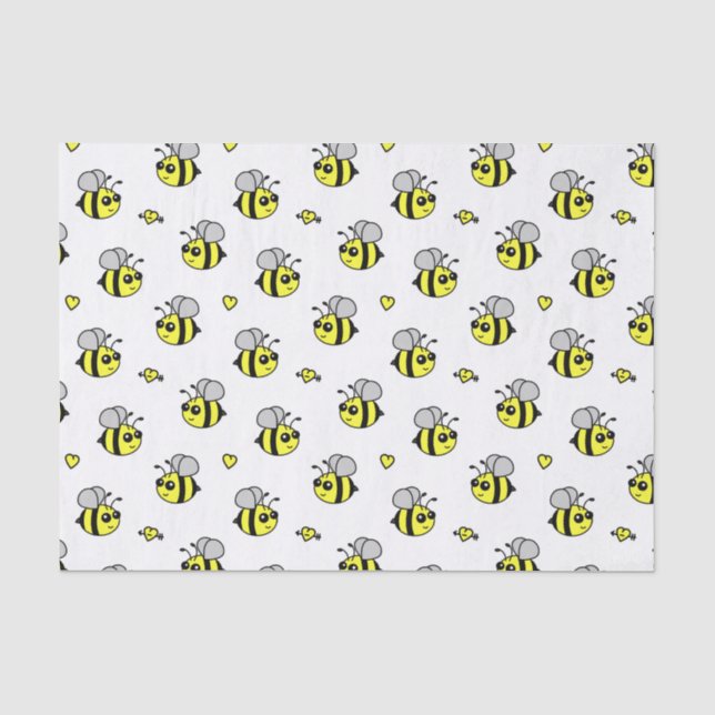 Niedliches Hummel-Bienen-Muster-Weiß Seidenpapier (Vorderseite)