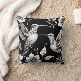 Niedliches Hummingbird Black & White Designer Kiss Kissen